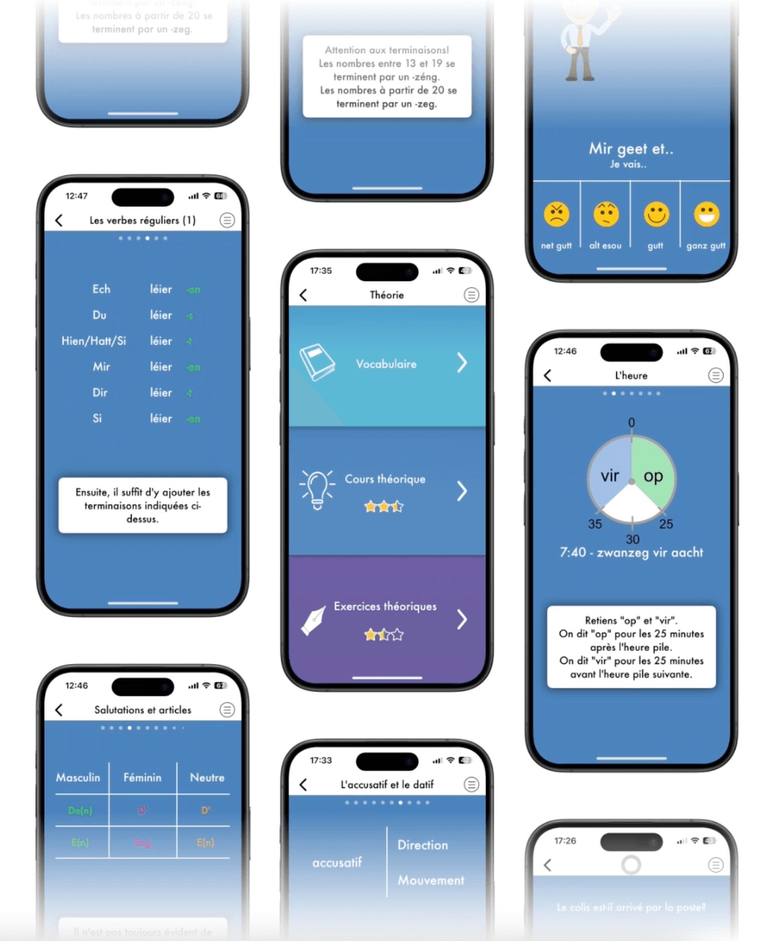 Leçons dans l’application Aurelux